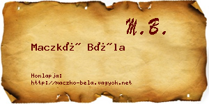 Maczkó Béla névjegykártya