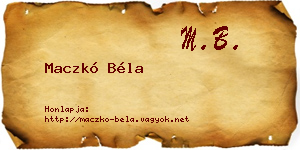 Maczkó Béla névjegykártya